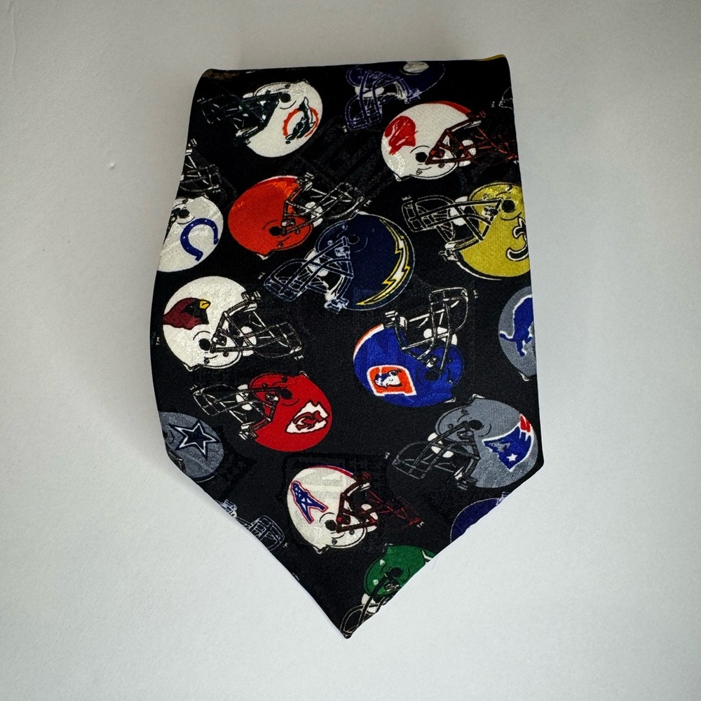 Vintage 90’s NFL Black Multi-Color Team Logo Helmet Neck Tie